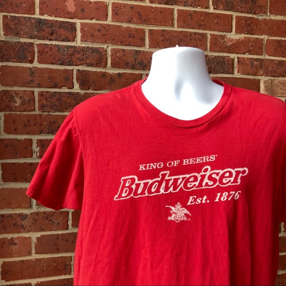 Hanes Other - Hanes Nano Red Budweiser Cotton T-Shirt Large *E20